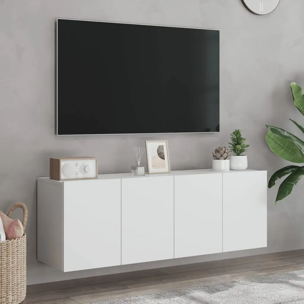 Wall Mounted Cabinets Engineered Wood White 60x30x41cm 2 Piece Storage Units for Media Equipment