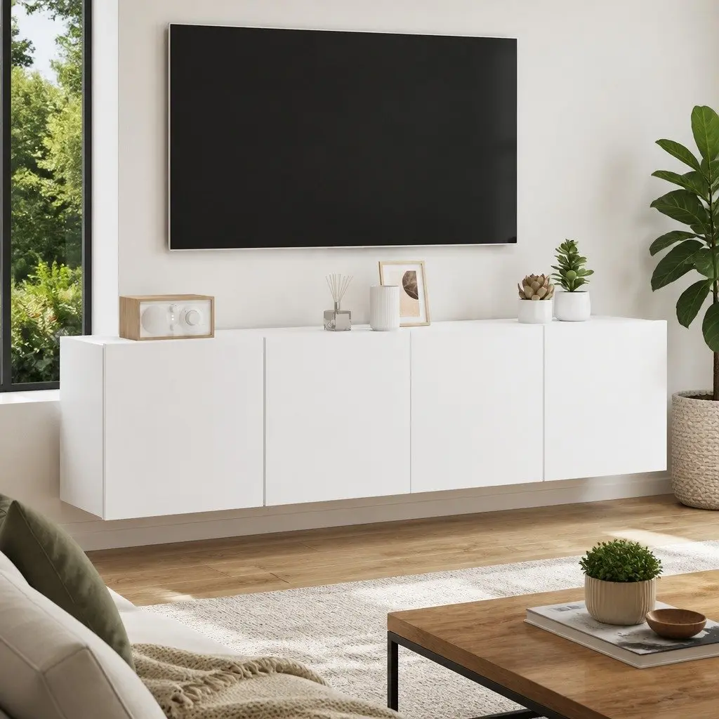 Wall-Mounted Cabinets 2 Pieces Engineered Wood 80x30x41cm White Storage Units Media Display