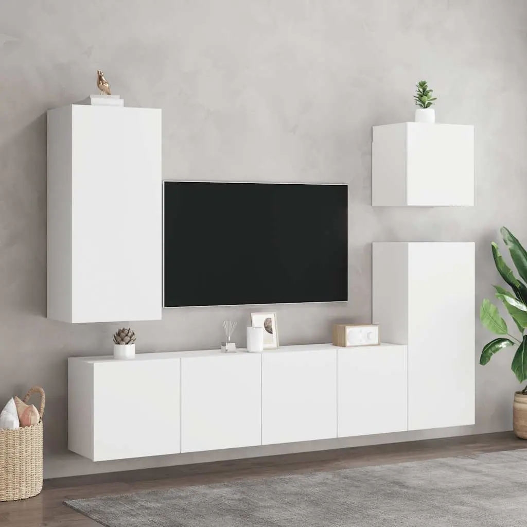 Wall-Mounted Cabinets 2 Pieces Engineered Wood 80x30x41cm White Storage Units Media Display
