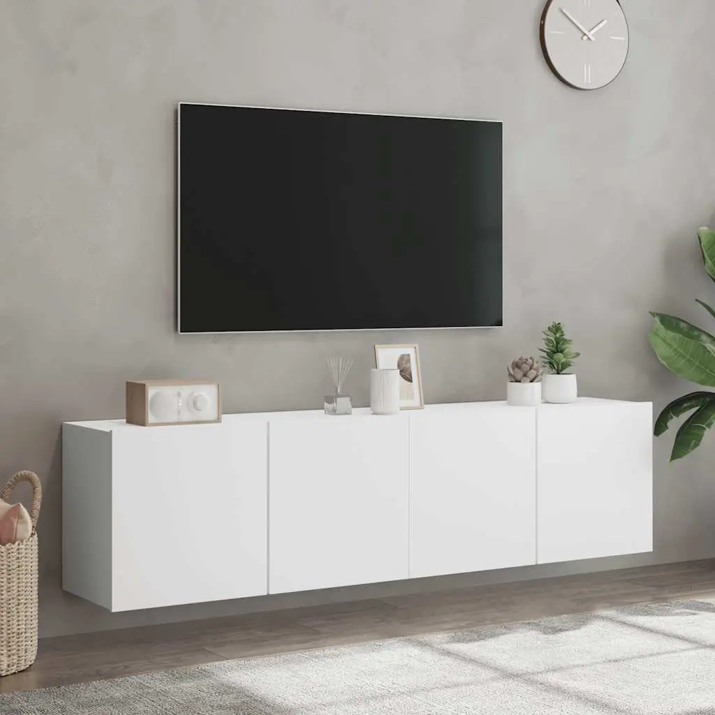 Wall-Mounted Cabinets 2 Pieces Engineered Wood 80x30x41cm White Storage Units Media Display