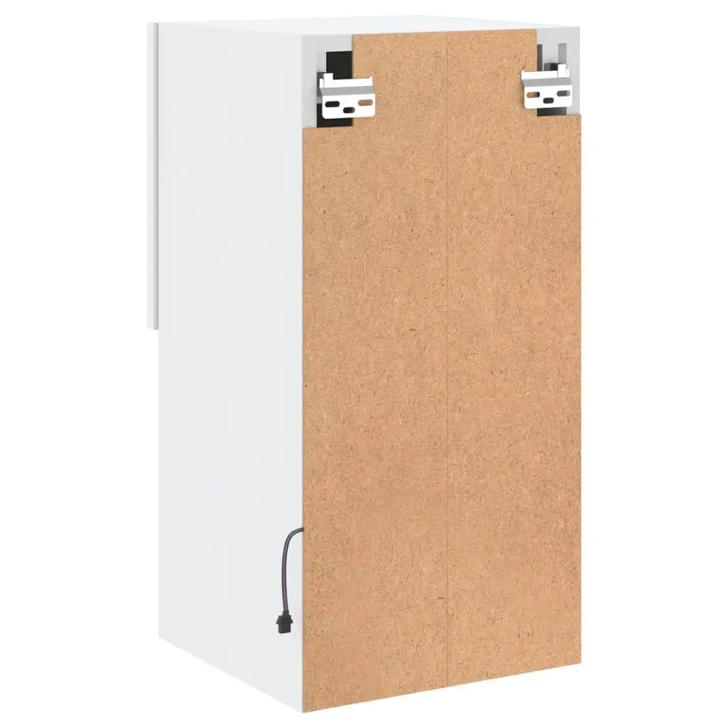 TV Cabinets Wall-Mounted Media Storage Units Engineered Wood 30.5 x 30 x 60 cm White Set of 2 with RGB LED Lights