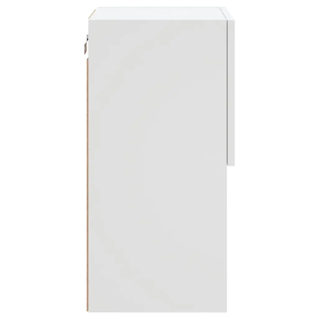 TV Cabinets Wall-Mounted Media Storage Units Engineered Wood 30.5 x 30 x 60 cm White Set of 2 with RGB LED Lights