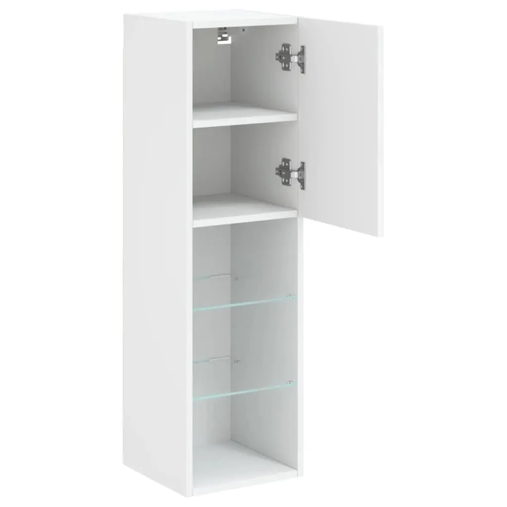 TV Cabinet with RGB LED Lights Wall-Mounted Media Unit Storage White