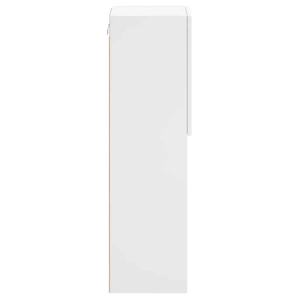 Wall-Mounted Storage Unit White TV Cabinet RGB LED Lights Engineered Wood 30.5x30x102cm 2 Piece
