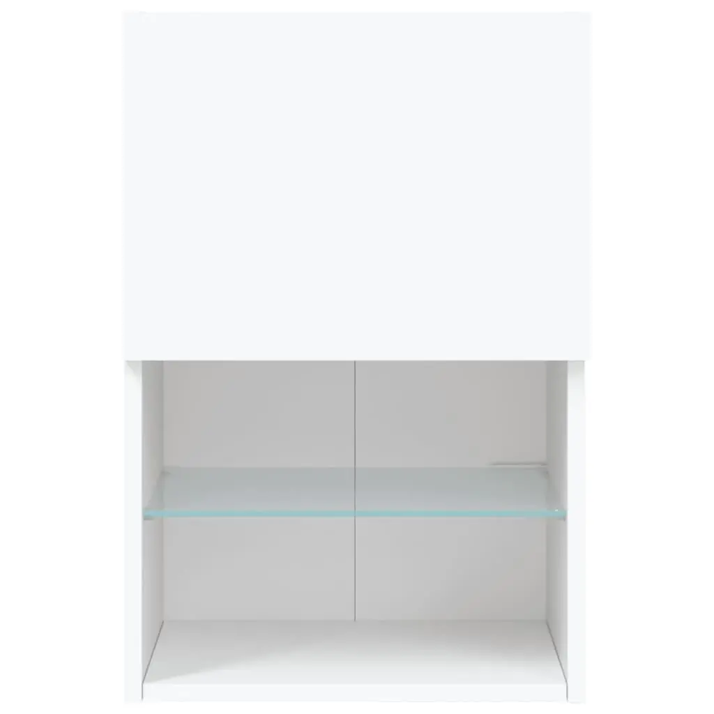 TV Cabinet Engineered Wood Wall-Mounted Media Storage Unit 40.5x30x60cm White with RGB LED Lights 2 Piece
