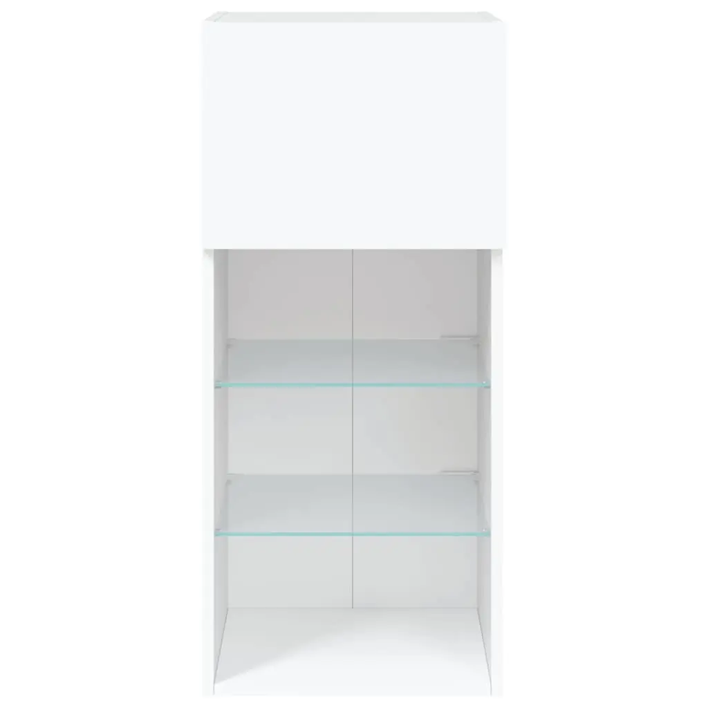 TV Cabinets Engineered Wood Wall-Mounted 40.5x30x90cm White RGB LED Lights Set of 2