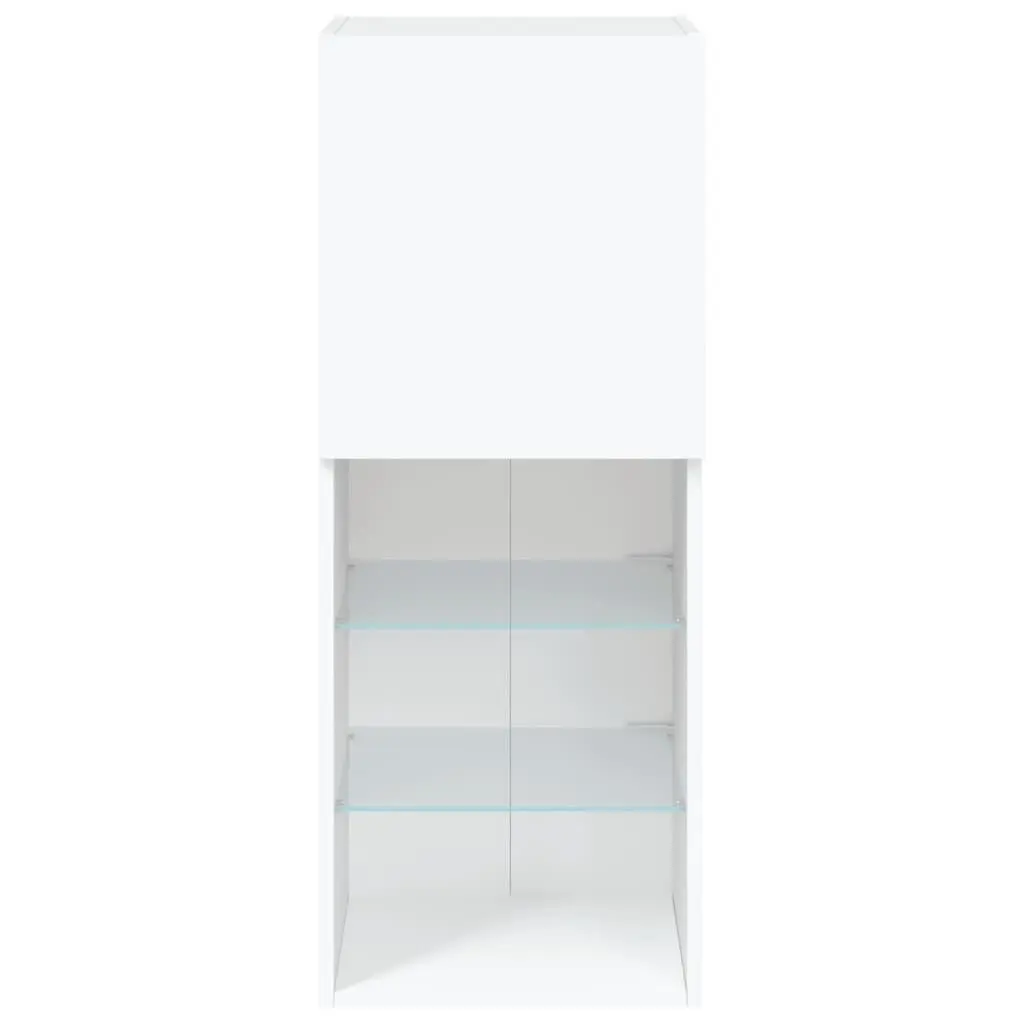 TV Cabinet with RGB LED Lights White Wall-Mounted Entertainment Unit Storage