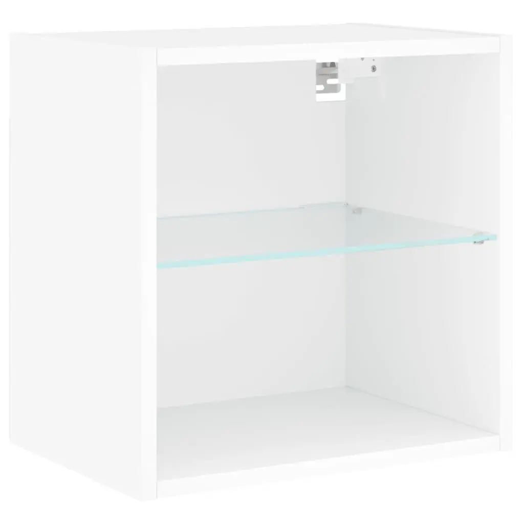 Bedside Cabinet Wall-mounted Engineered Wood White with RGB LED Lights