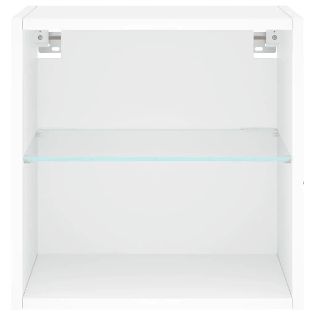 Bedside Cabinet Wall-mounted Engineered Wood White with RGB LED Lights