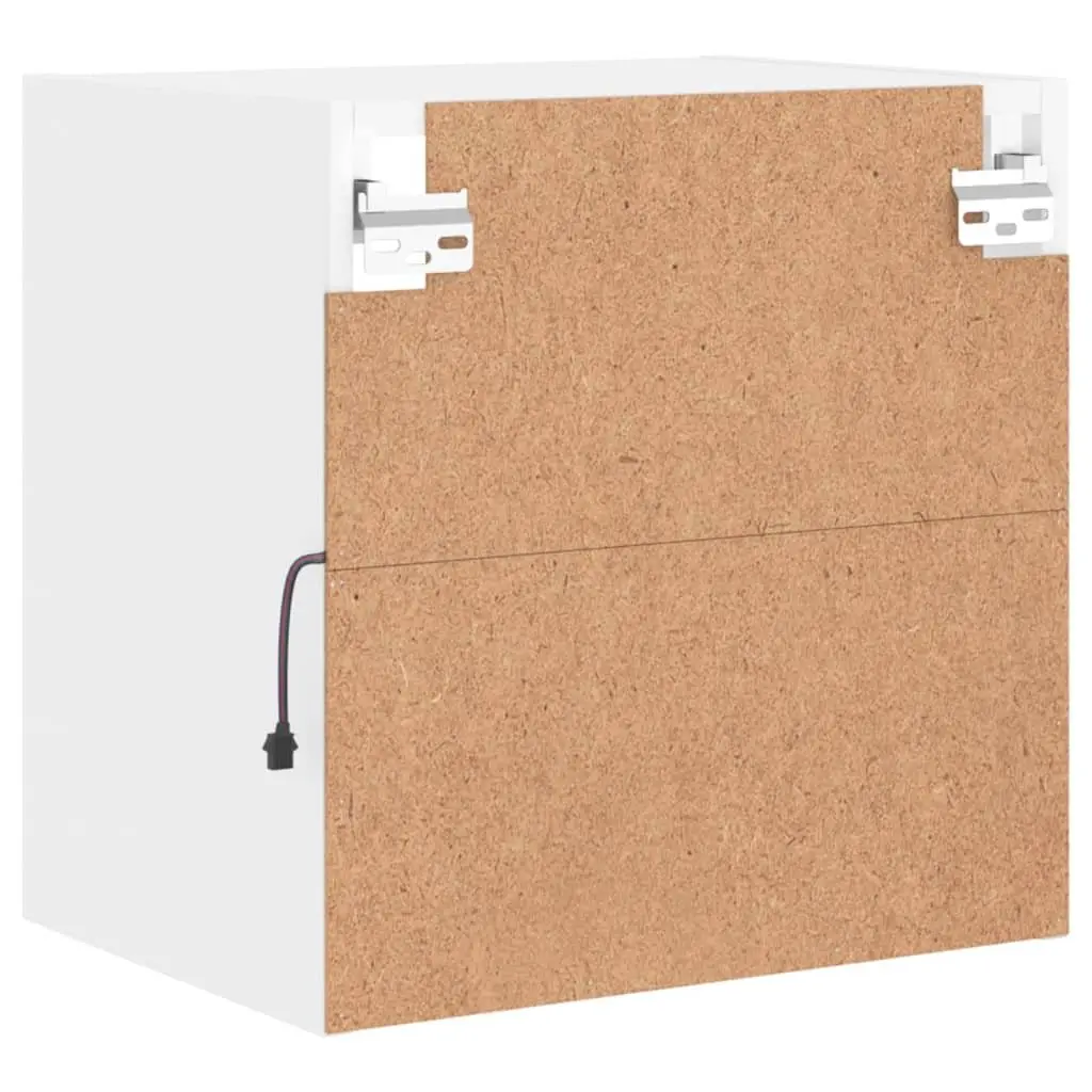 Bedside Cabinet Wall-mounted Engineered Wood White with RGB LED Lights