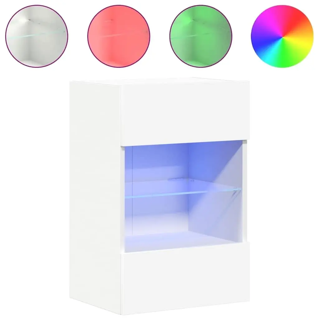 Wall Cabinets with RGB LED Lights TV Unit 2 pcs White 40x30x60.5 cm Storage