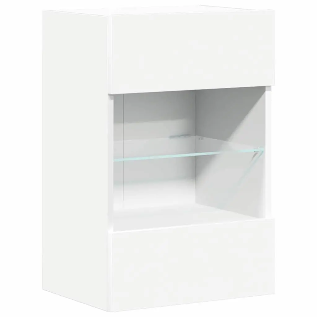 Wall Cabinets with RGB LED Lights TV Unit 2 pcs White 40x30x60.5 cm Storage