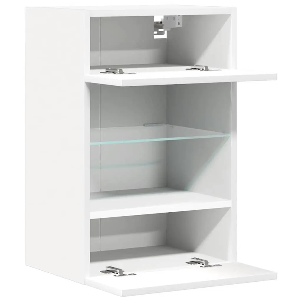 Wall Cabinets with RGB LED Lights TV Unit 2 pcs White 40x30x60.5 cm Storage