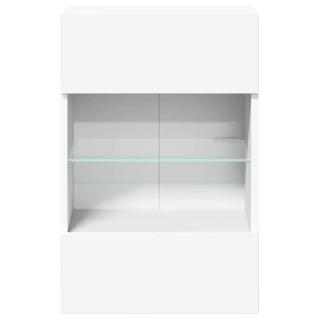 Wall Cabinets with RGB LED Lights TV Unit 2 pcs White 40x30x60.5 cm Storage