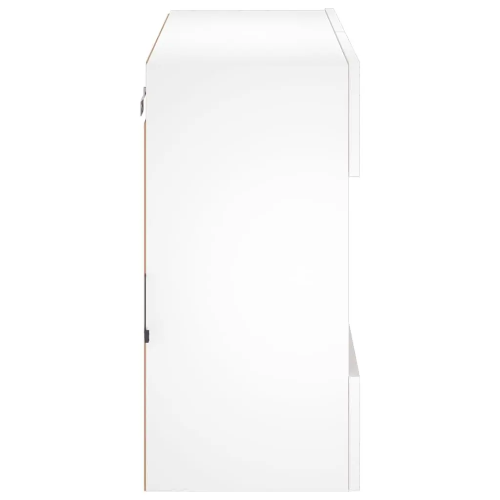 Wall-Mounted Media Storage Unit White Engineered Wood TV Cabinet with RGB LED Lights 785x30x605cm