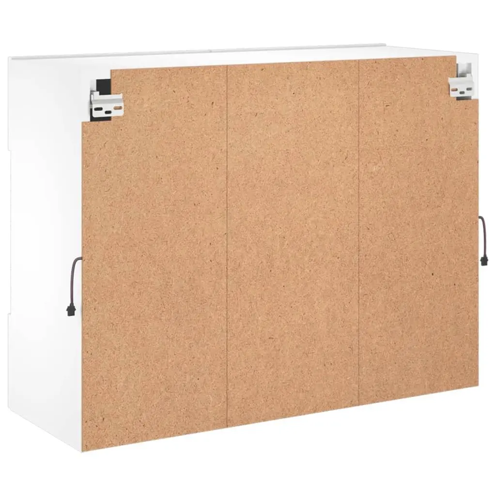 Wall-Mounted Media Storage Unit White Engineered Wood TV Cabinet with RGB LED Lights 785x30x605cm