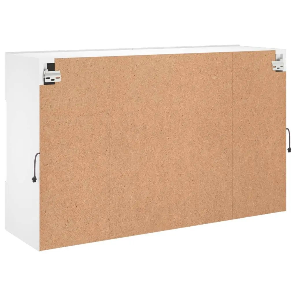 TV Cabinet Wall Mounted White Engineered Wood 98.5x30x60.5cm with RGB LED Lights and Floating Shelves