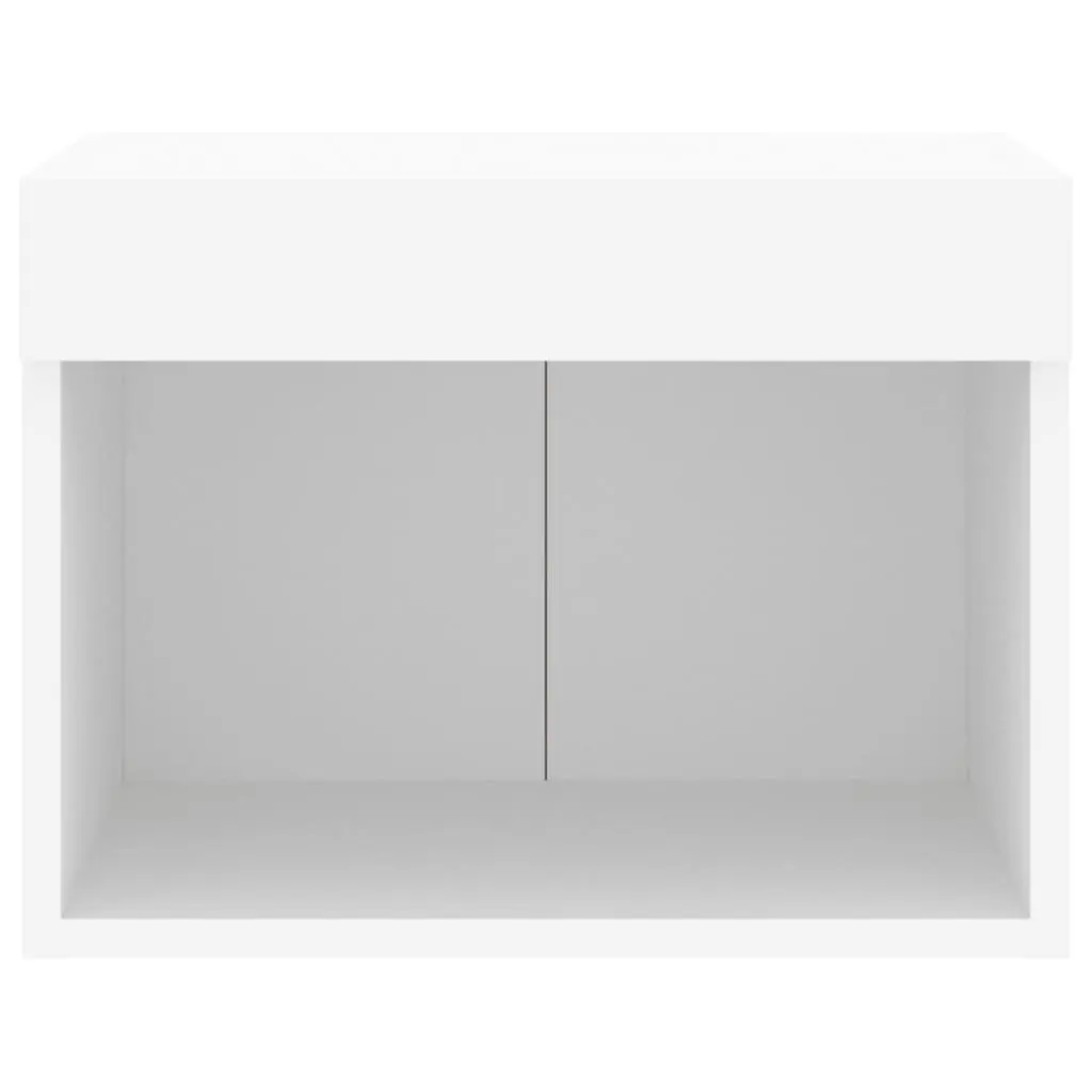 Wall-mounted Bedside Cabinet Engineered Wood White with RGB LED Lights