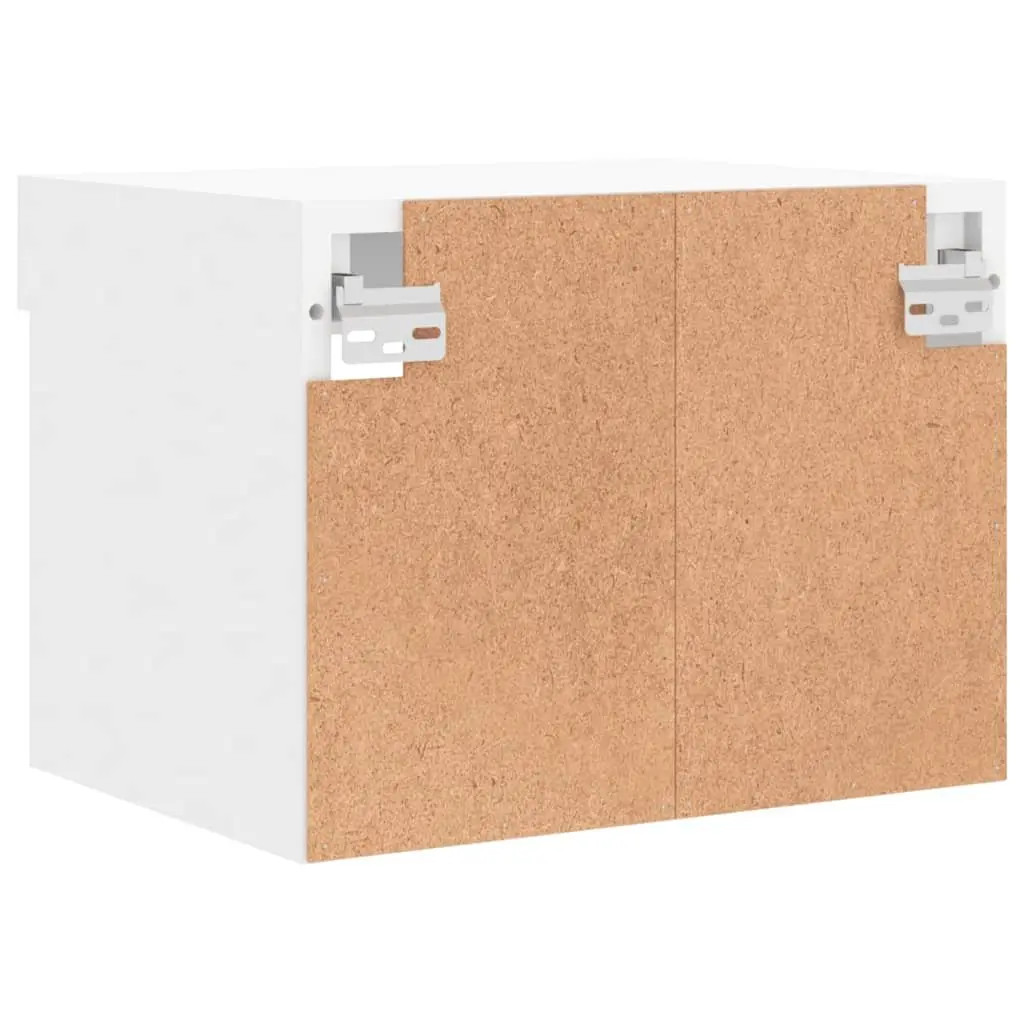 Wall-mounted Bedside Cabinet Engineered Wood White with RGB LED Lights