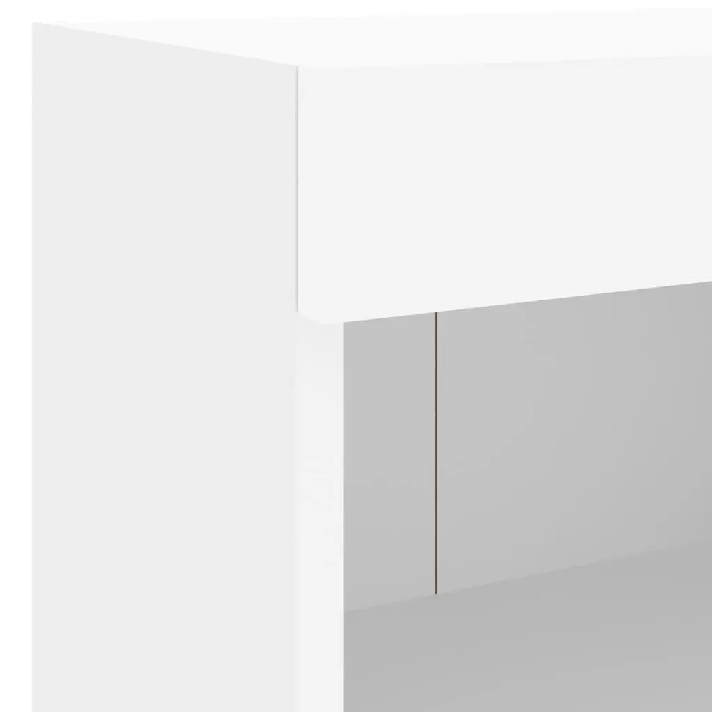 Wall-mounted Bedside Cabinet Engineered Wood White with RGB LED Lights
