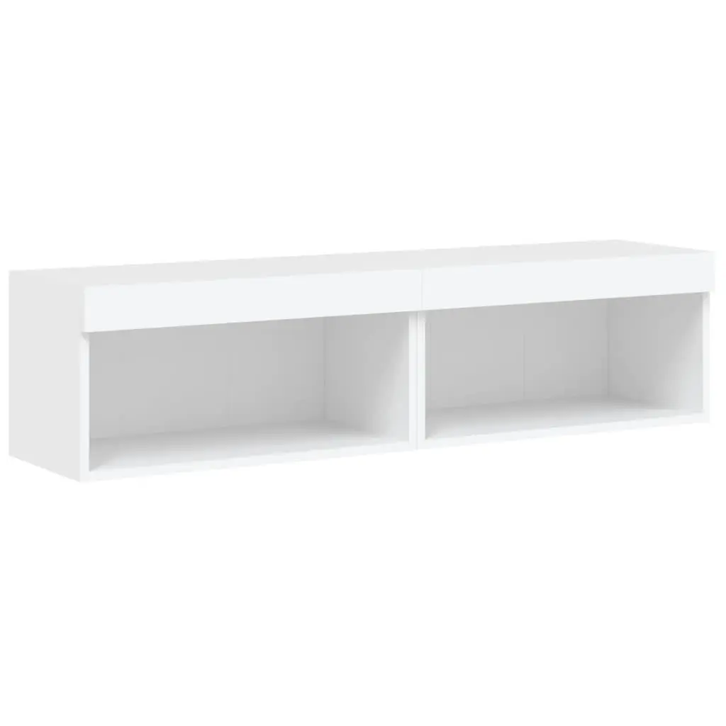 TV Cabinets Engineered Wood Wall-Mounted Storage Units 60x30x30cm White 2 Piece with RGB LED Lights