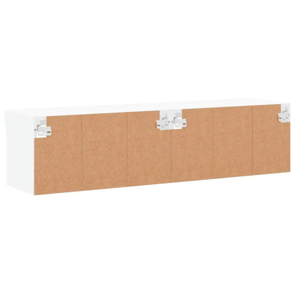 TV Cabinets Engineered Wood Wall-Mounted Storage Units 60x30x30cm White 2 Piece with RGB LED Lights