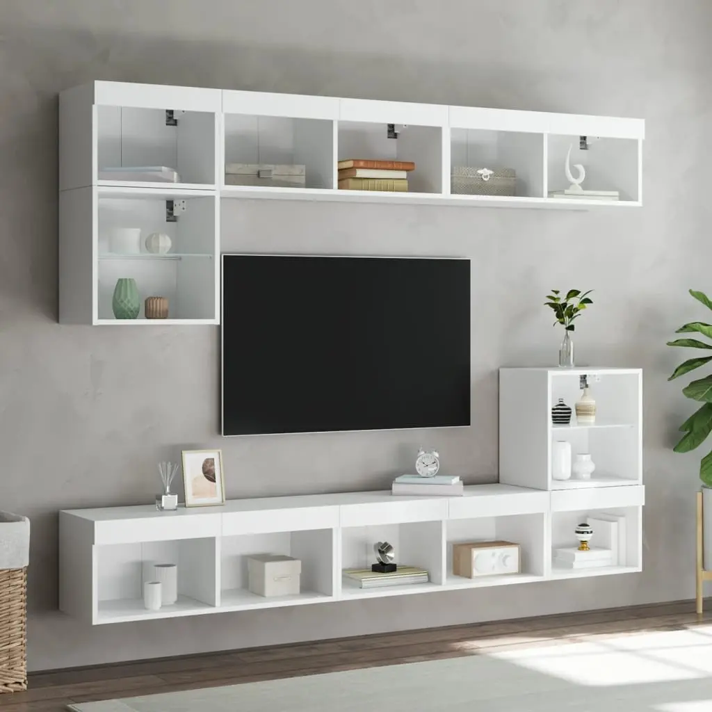 Wall-Mounted TV Cabinet with LED Lights for Home Use