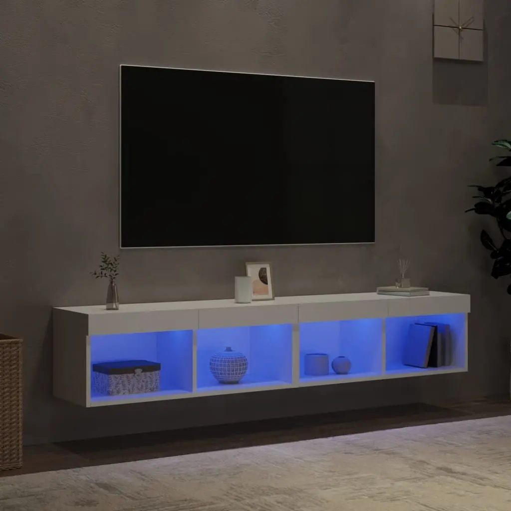 Wall-Mounted TV Cabinet with LED Lights for Home Use
