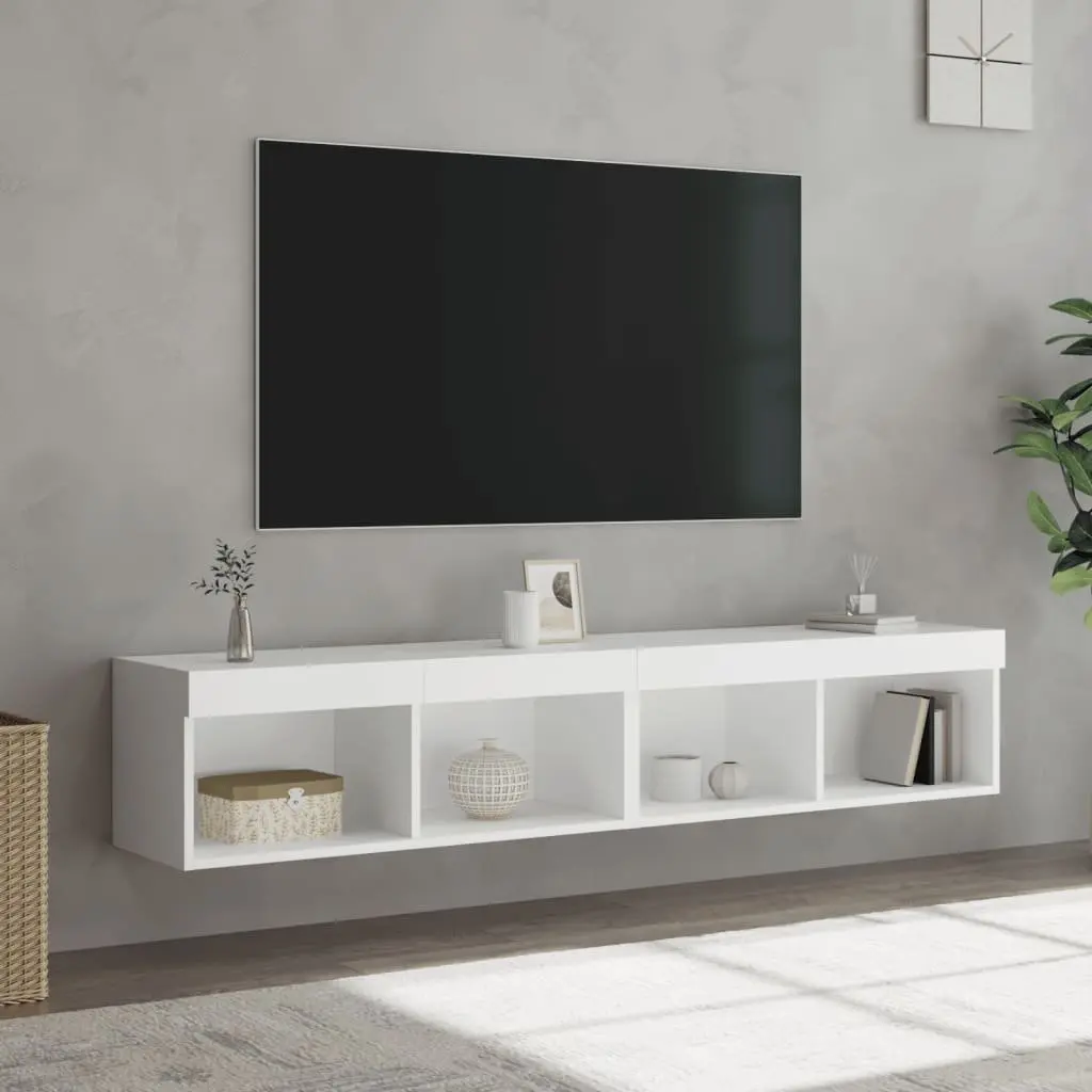 Wall-Mounted TV Cabinet with LED Lights for Home Use