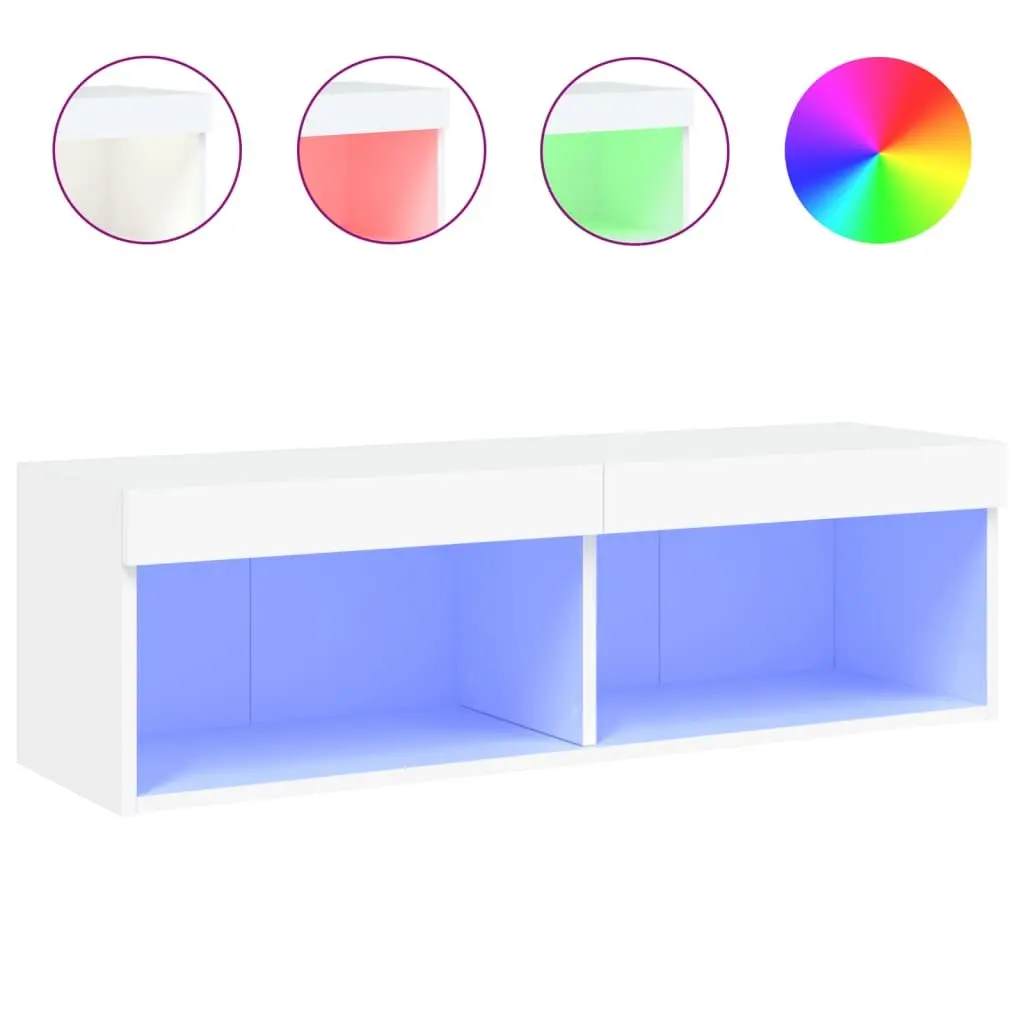 TV Cabinet Engineered Wood Wall-Mounted Media Storage Unit White 100x30x30cm