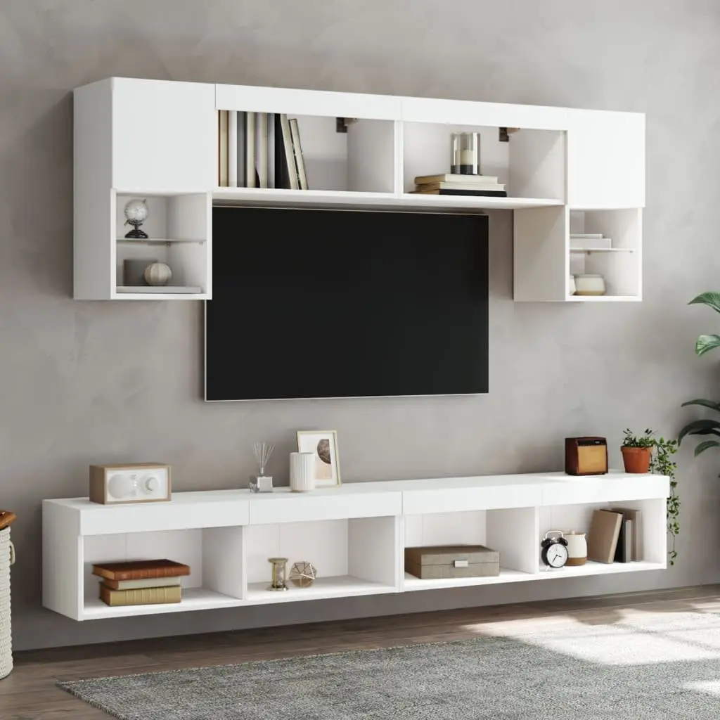 TV Cabinet Engineered Wood Wall-Mounted Media Storage Unit White 100x30x30cm