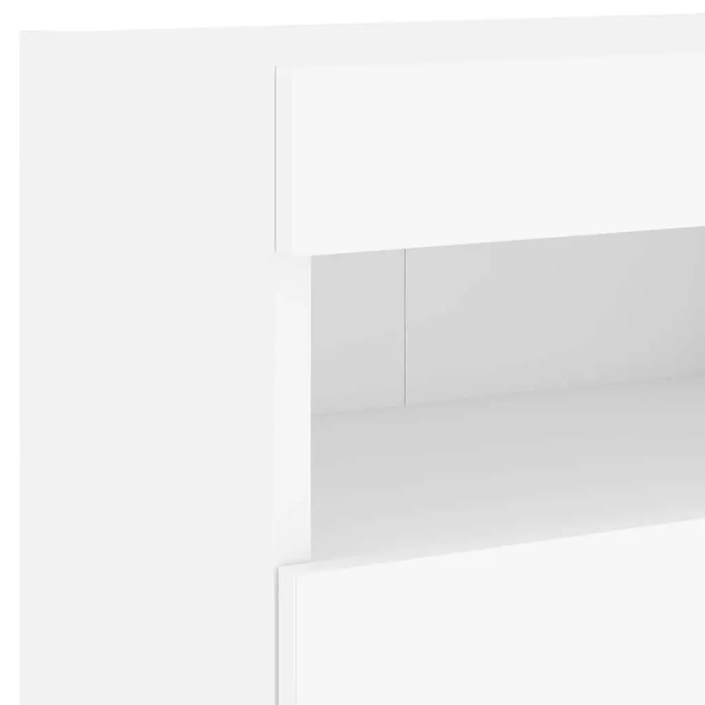 TV Wall Cabinets with RGB LED Lights 2pc White Floating Storage Unit