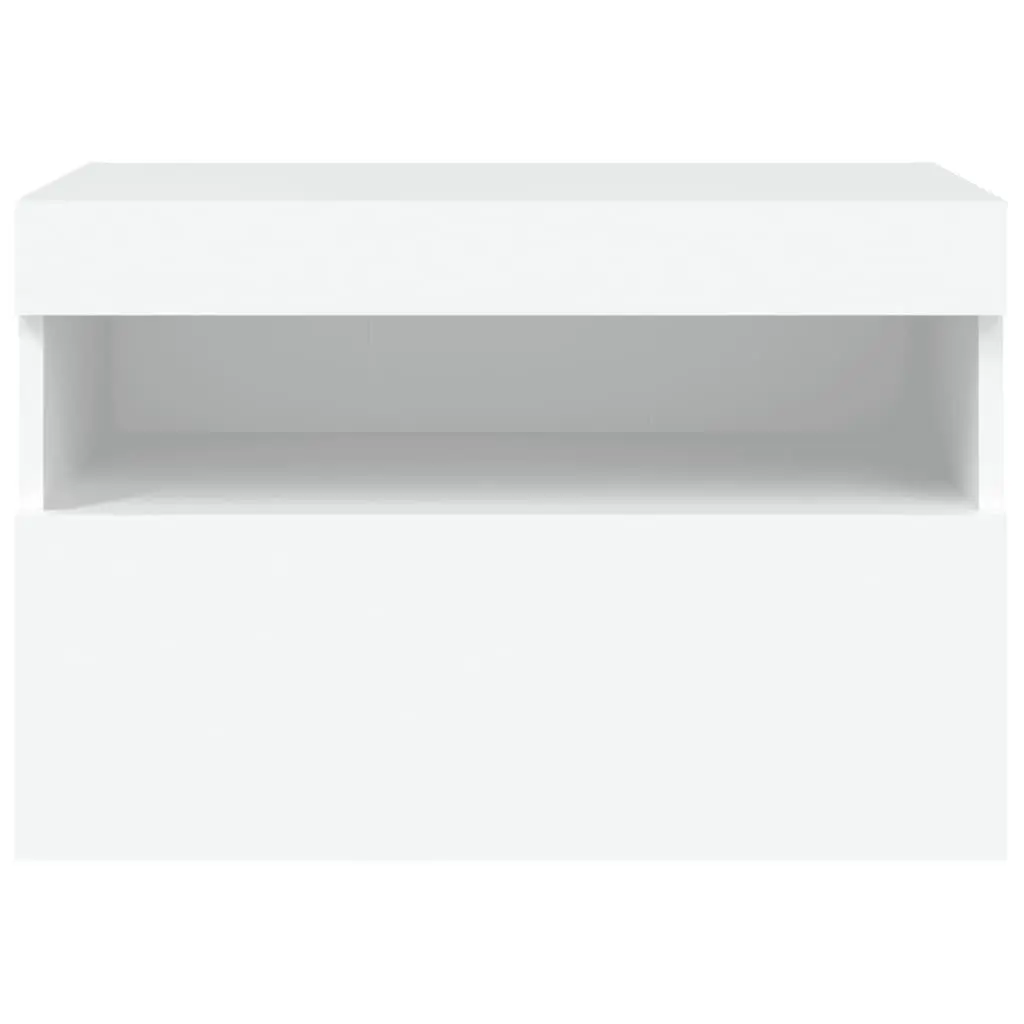 TV Wall Cabinet Engineered Wood 60x30x40 cm White Floating Media Unit RGB LED Lights
