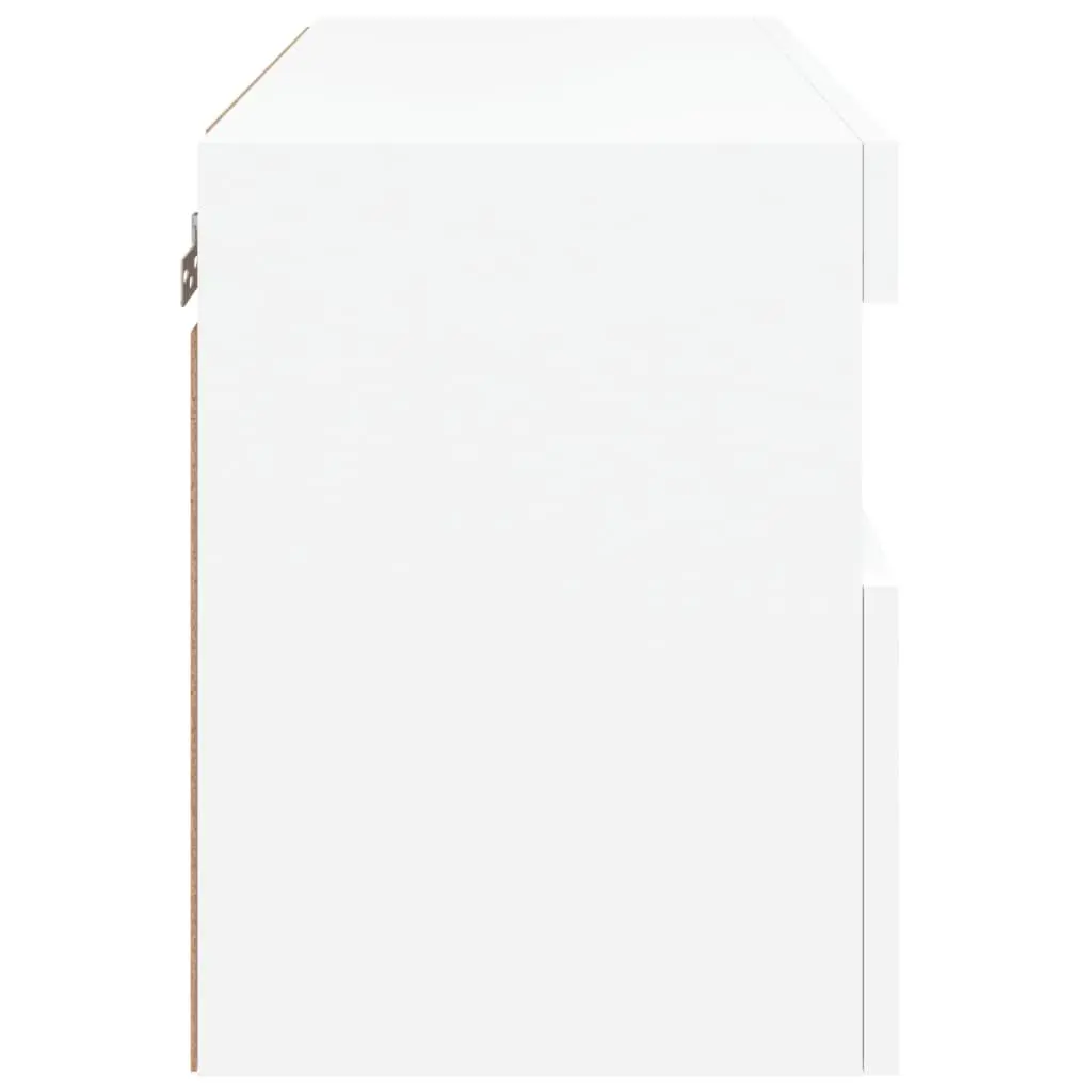 TV Wall Cabinet Engineered Wood 60x30x40 cm White Floating Media Unit RGB LED Lights