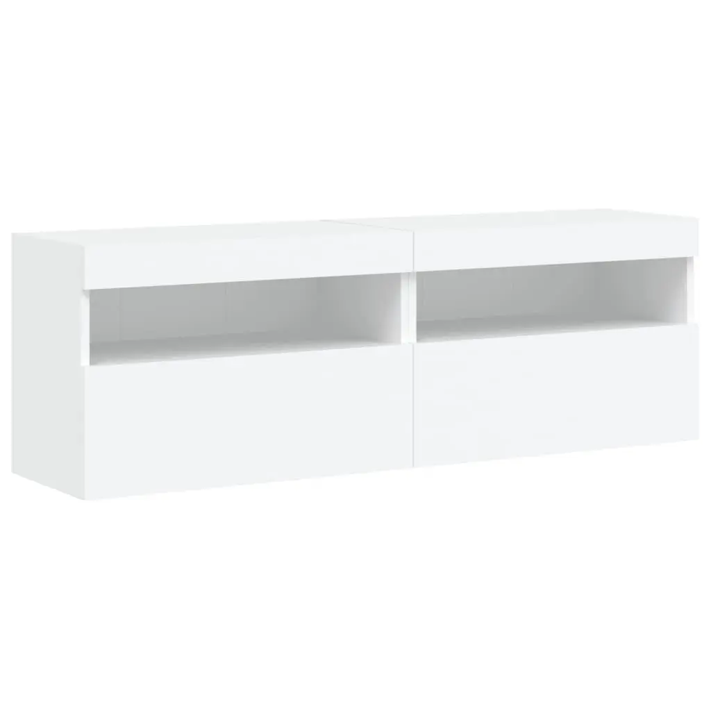 TV Wall Cabinet with RGB LED Lights White Floating Storage Unit 60x30x40cm