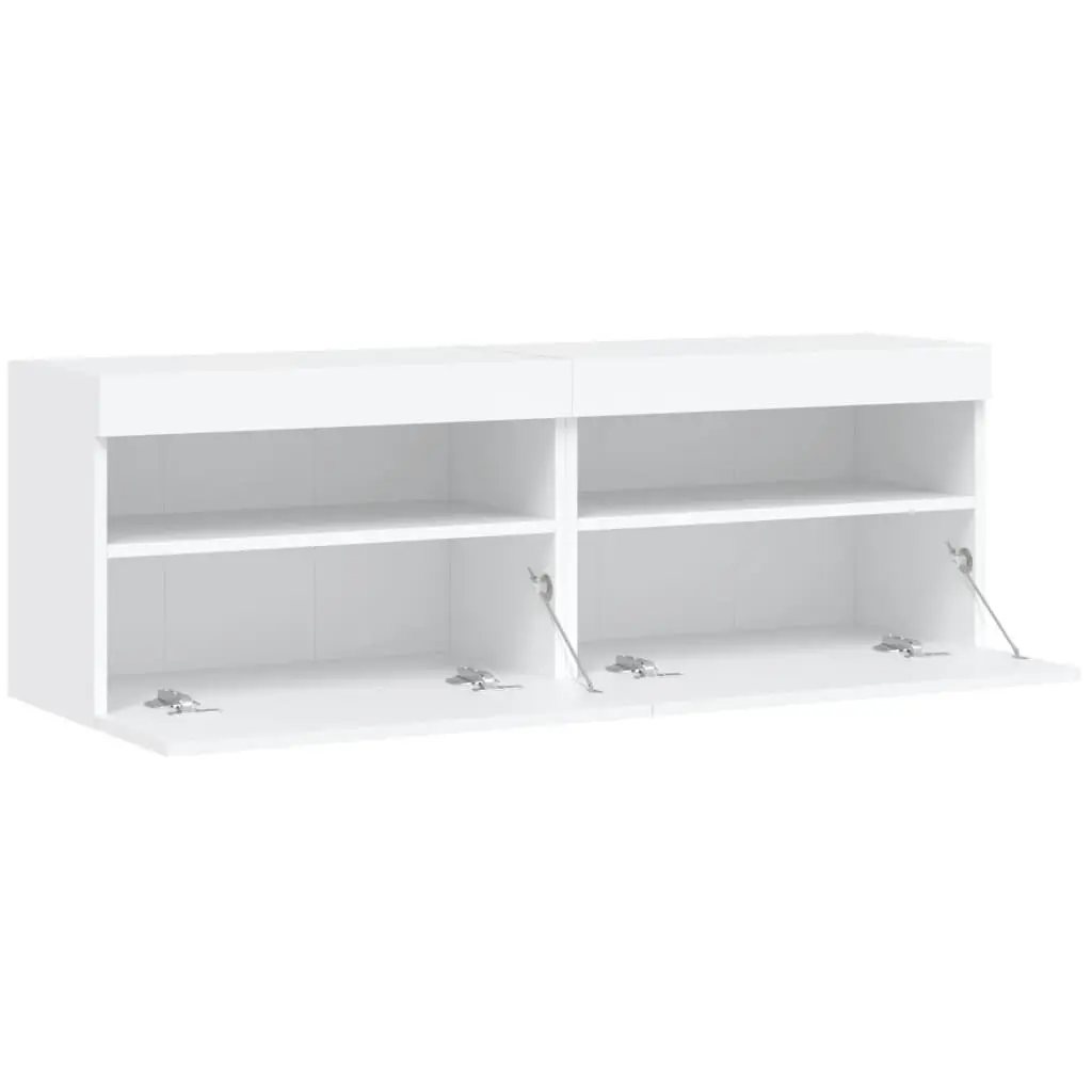 TV Wall Cabinet with RGB LED Lights White Floating Storage Unit 60x30x40cm