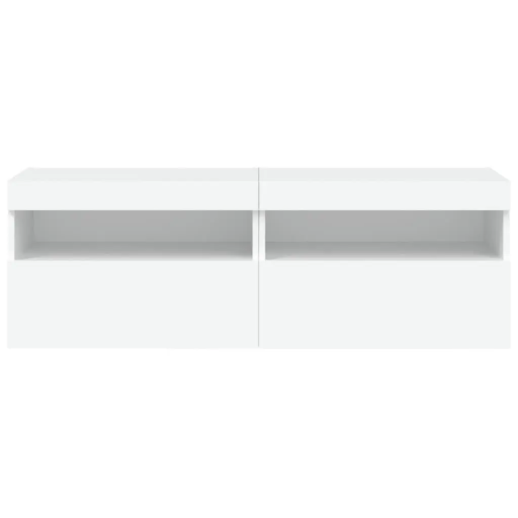 TV Wall Cabinet with RGB LED Lights White Floating Storage Unit 60x30x40cm