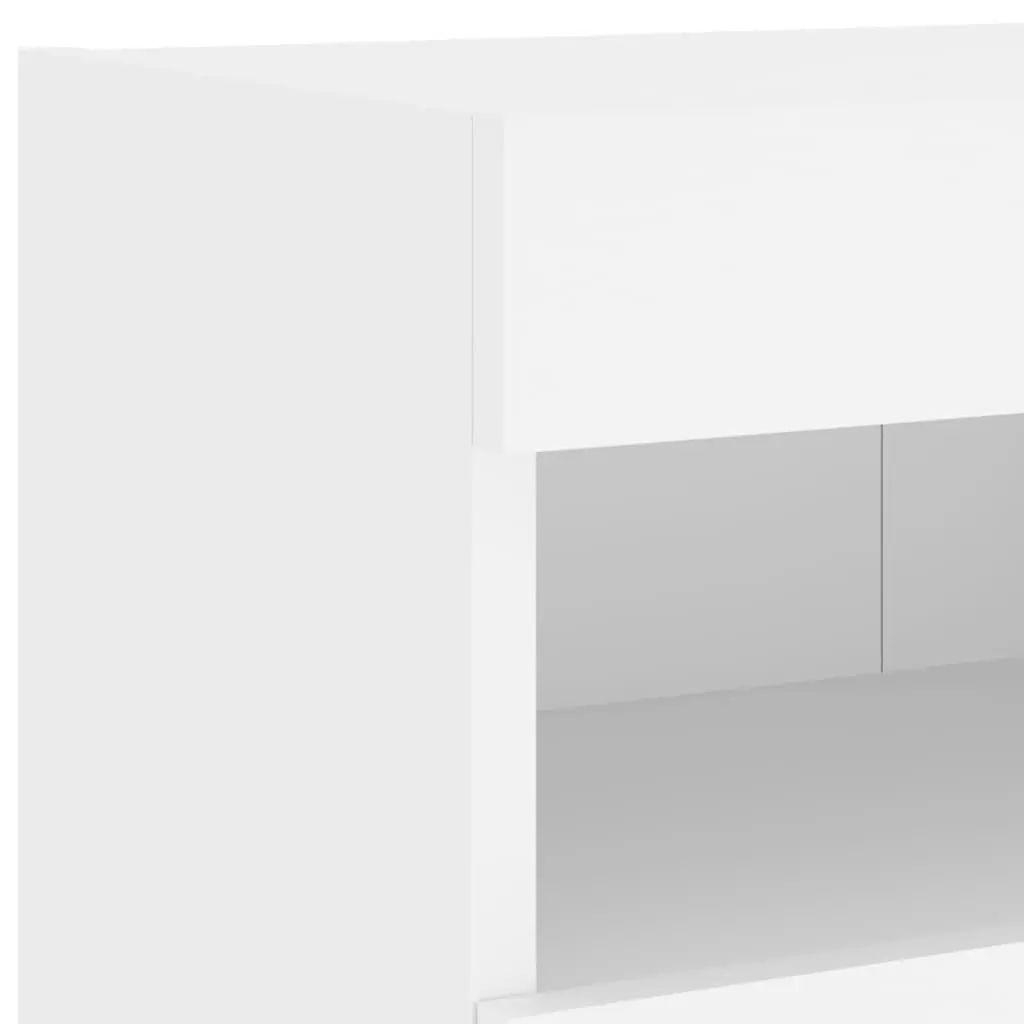 TV Wall Cabinet Engineered Wood 80x30x40cm White 2 Piece with RGB LED Lights