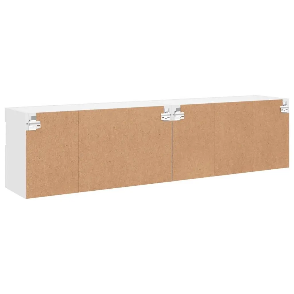 TV Wall Cabinet Engineered Wood 80x30x40cm White 2 Piece with RGB LED Lights