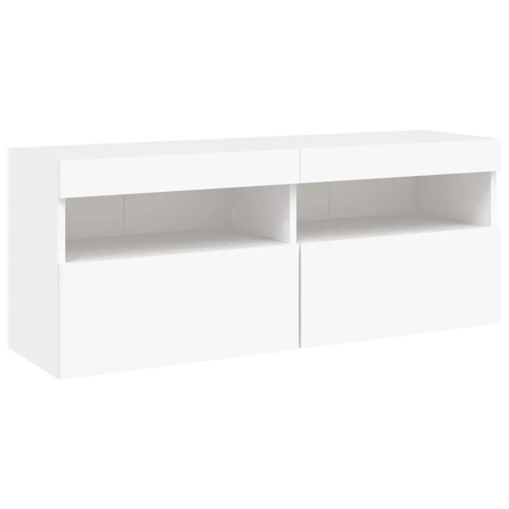 TV Wall Cabinet Engineered Wood 100 x 30 x 40 cm White with RGB LED Lights