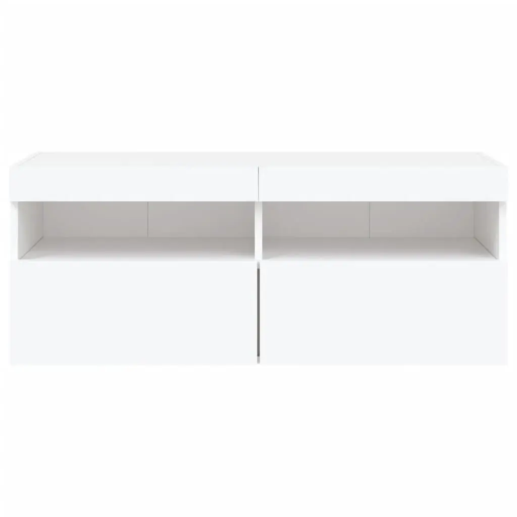 TV Wall Cabinet Engineered Wood 100 x 30 x 40 cm White with RGB LED Lights