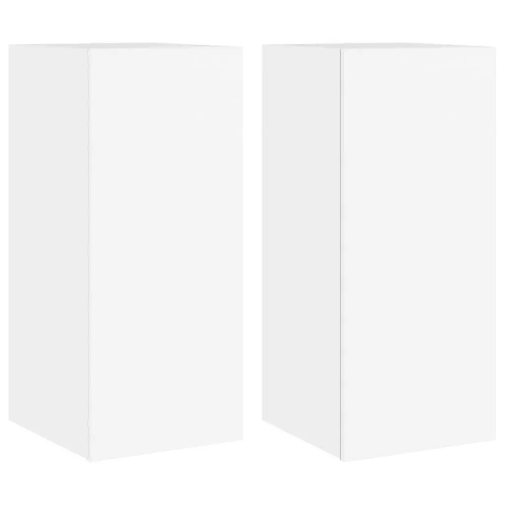 TV Wall Cabinet Engineered Wood 30.5x35x70cm White with RGB LED Lights 2 Piece
