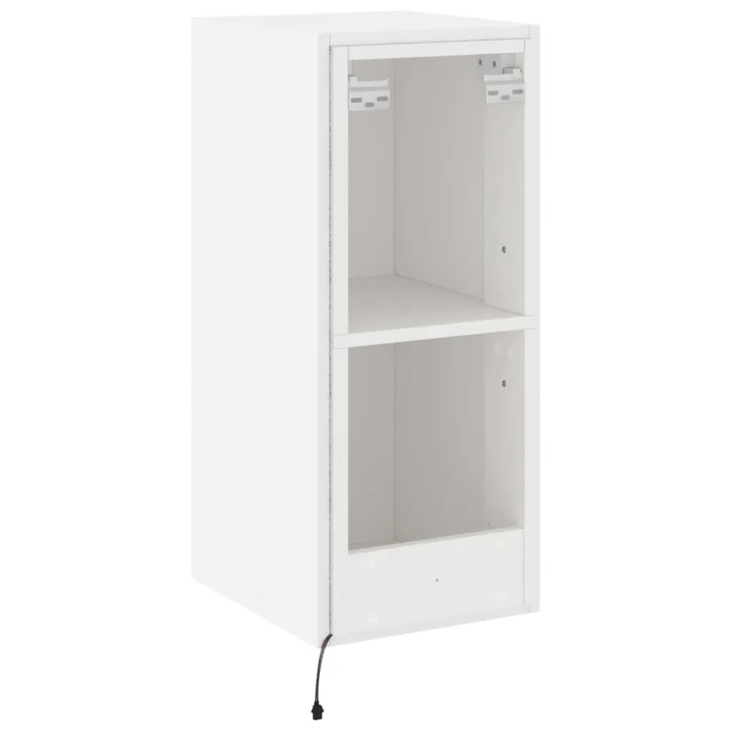 TV Wall Cabinet Engineered Wood 30.5x35x70cm White with RGB LED Lights 2 Piece