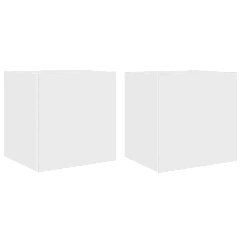 White Wall-Mounted TV Cabinets with LED Lighting