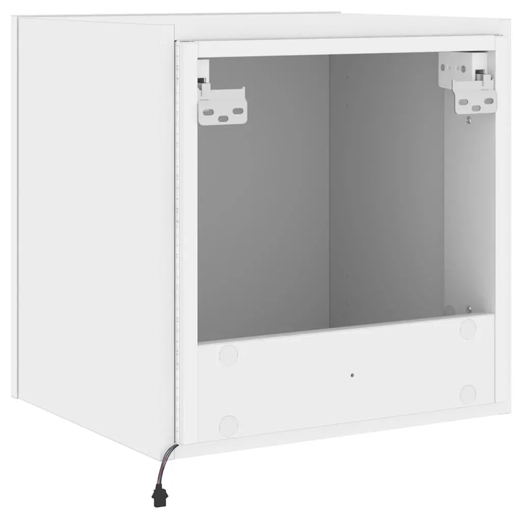 White Wall-Mounted TV Cabinets with LED Lighting