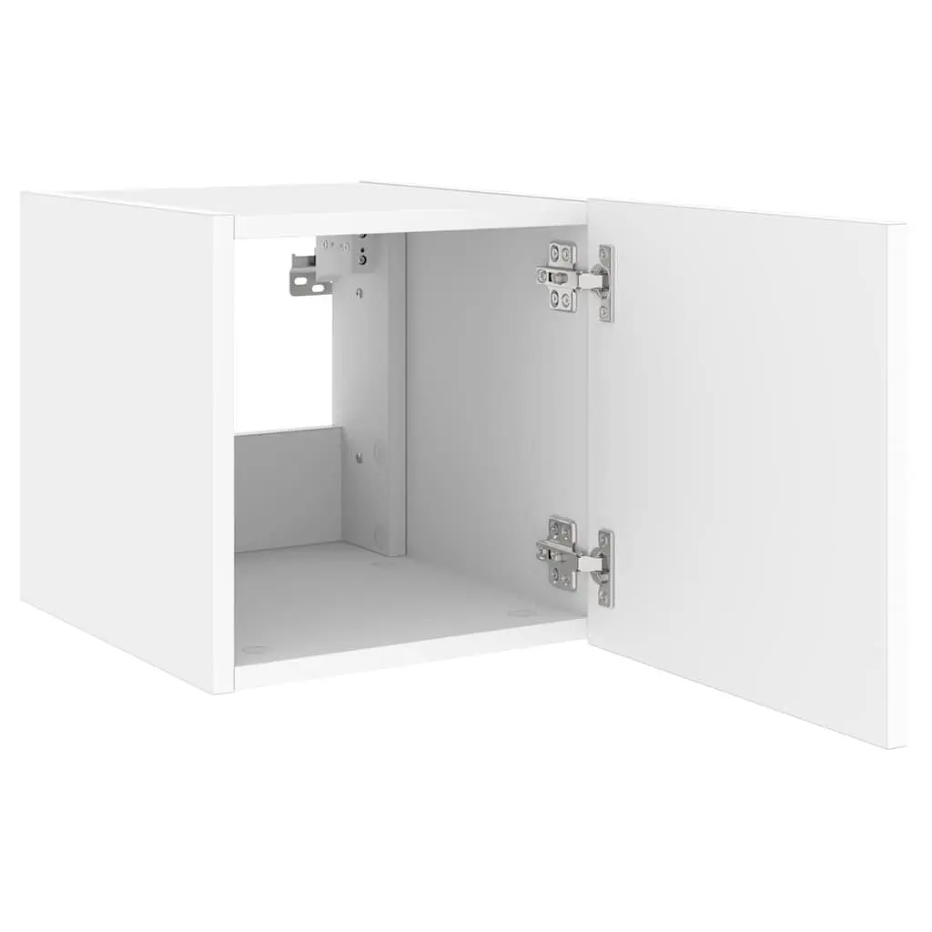 White Wall-Mounted TV Cabinets with LED Lighting