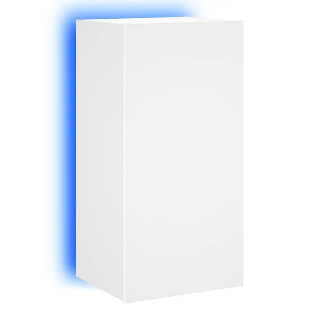 TV Wall Cabinet with RGB LED Lights White Floating Media Unit Storage
