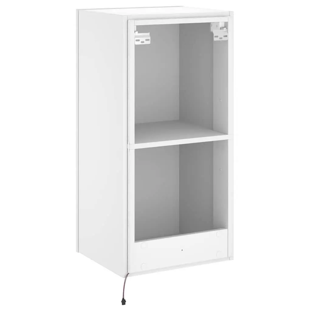 TV Wall Cabinet with RGB LED Lights White Floating Media Unit Storage