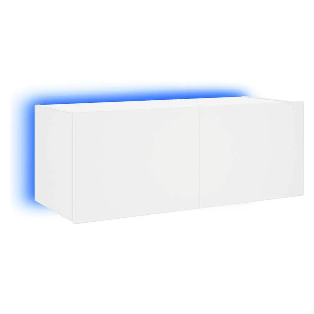 TV Wall Cabinet Engineered Wood 80x35x31cm White with RGB LED Lights