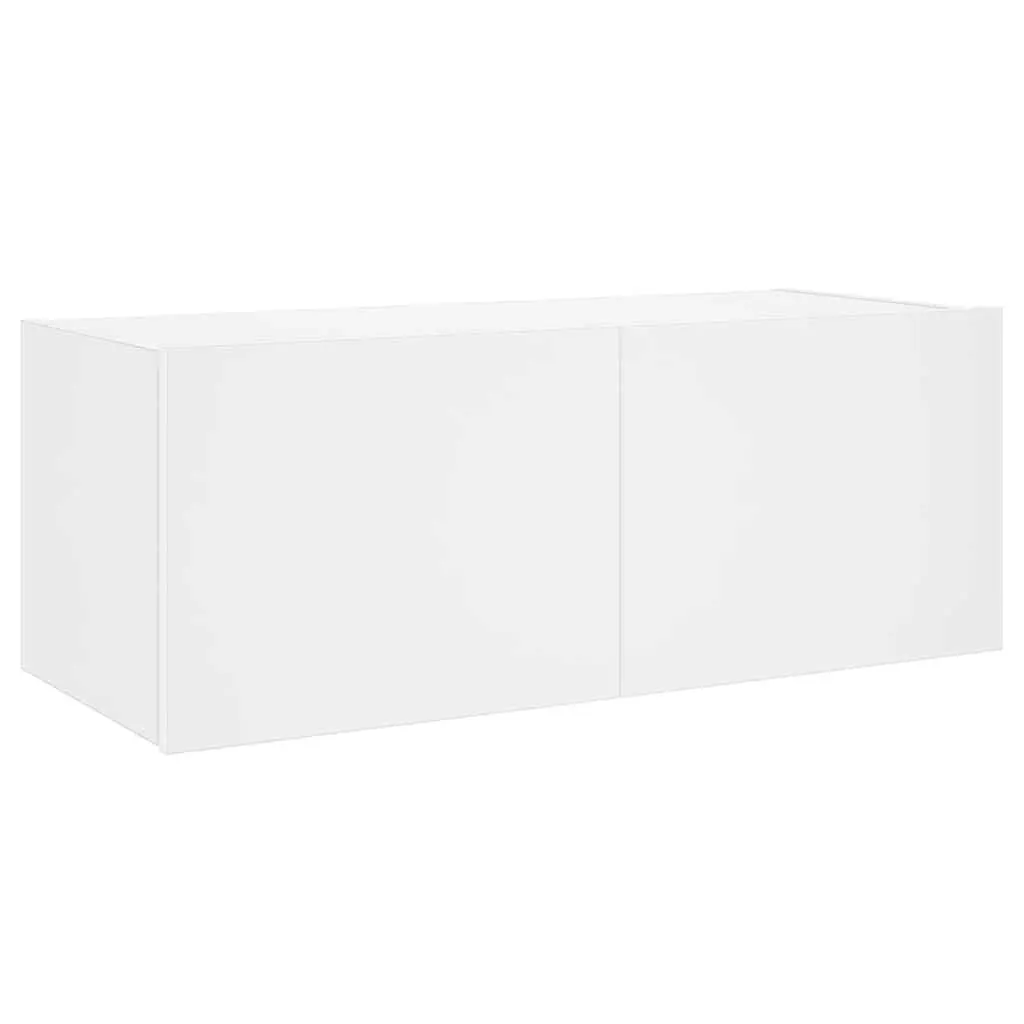 TV Wall Cabinet Engineered Wood 80x35x31cm White with RGB LED Lights
